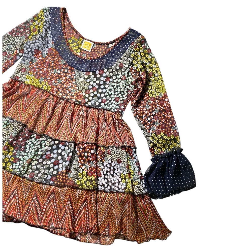 Hand Jive Wear Art - Layered Ruffle Sleeve Tunic Size Medium